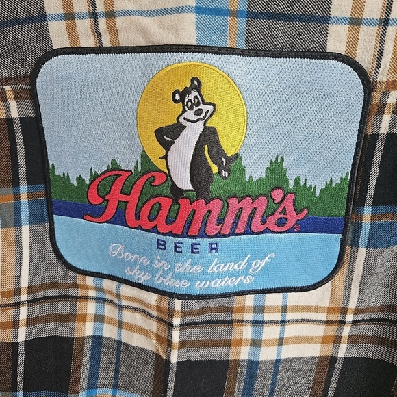 Angry Minnow Hamm's Beer Patch Plaid Flannel Button Down - Picture 10 of 11